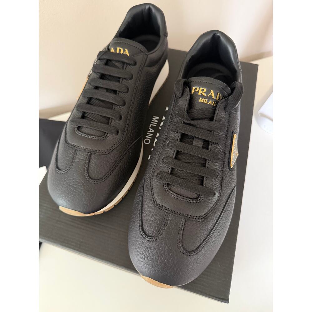 Prada Milano Black leather Sneakers Leather Men Shoes Size 10.5 NEW $1225 SRP
